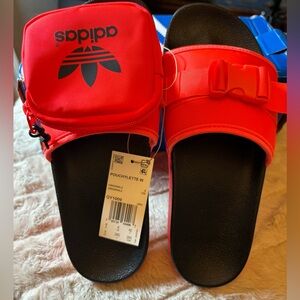 Adidas Pouchylette Orange Slides  Sandals Size 8 NIB